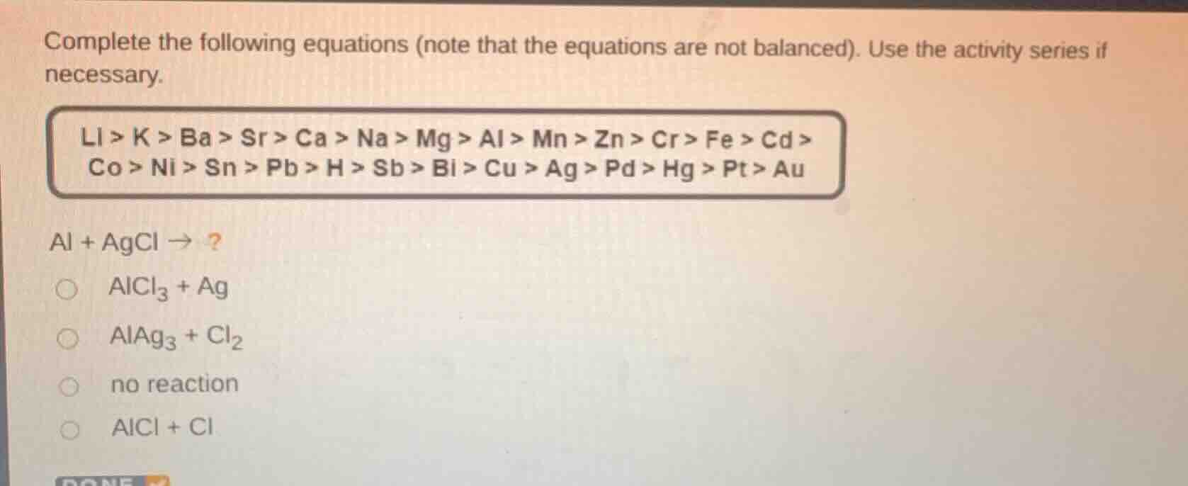 complete the following equations (note that the equations are not balan…