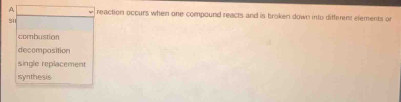 reaction occurs when one compound reacts and is broken down into differ…