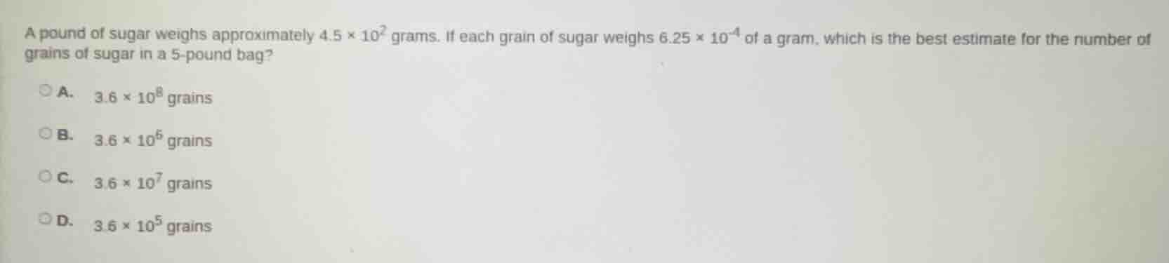 a pound of sugar weighs approximately $4.5 \\times 10^{2}$ grams. if ea…
