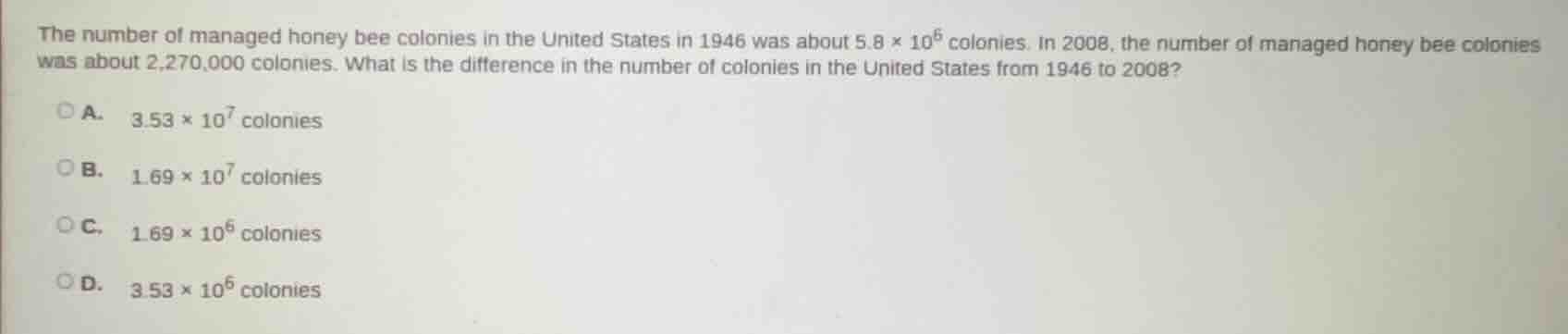 the number of managed honey bee colonies in the united states in 1946 w…