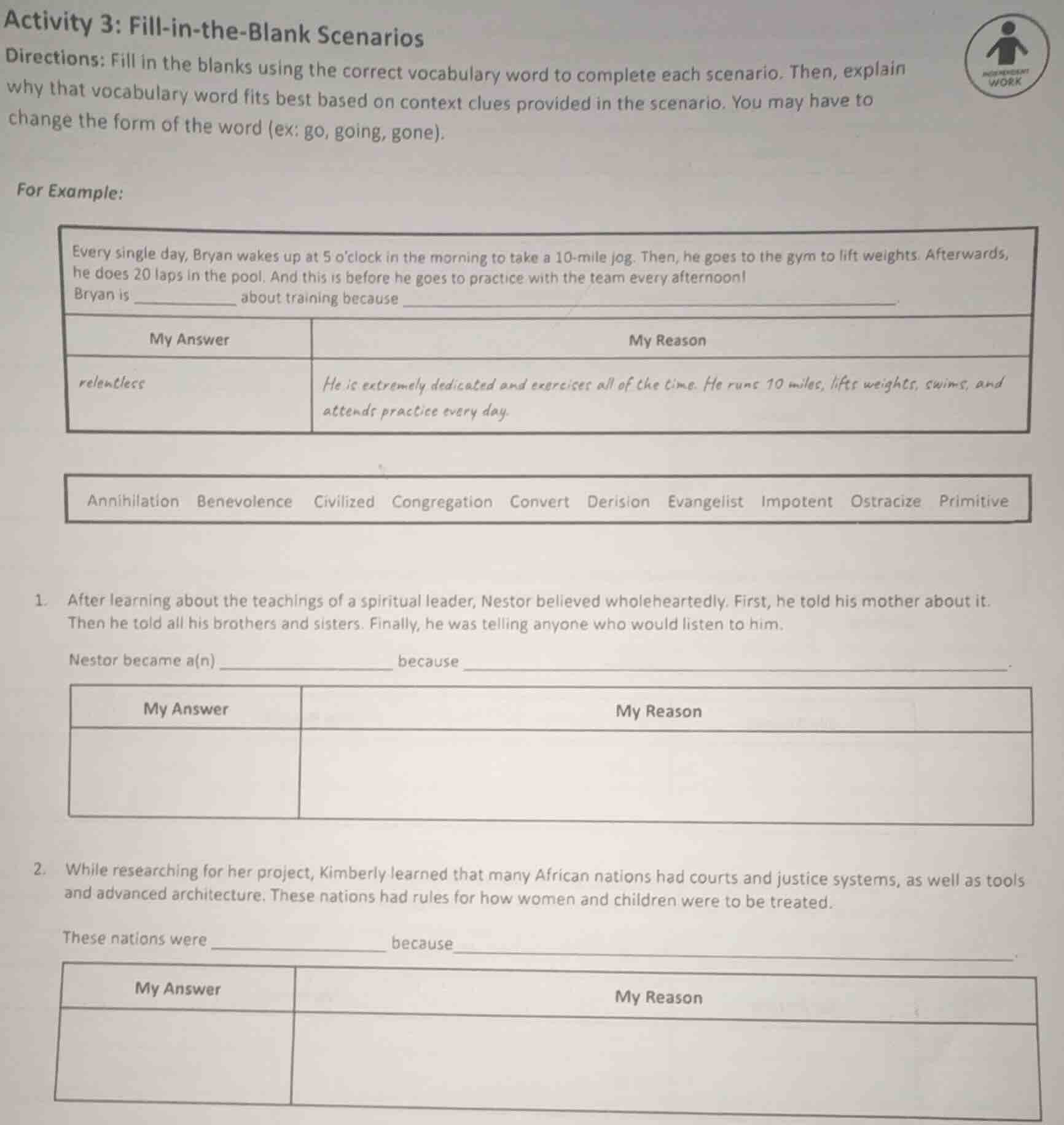 activity 3: fill-in-the-blank scenarios directions: fill in the blanks …
