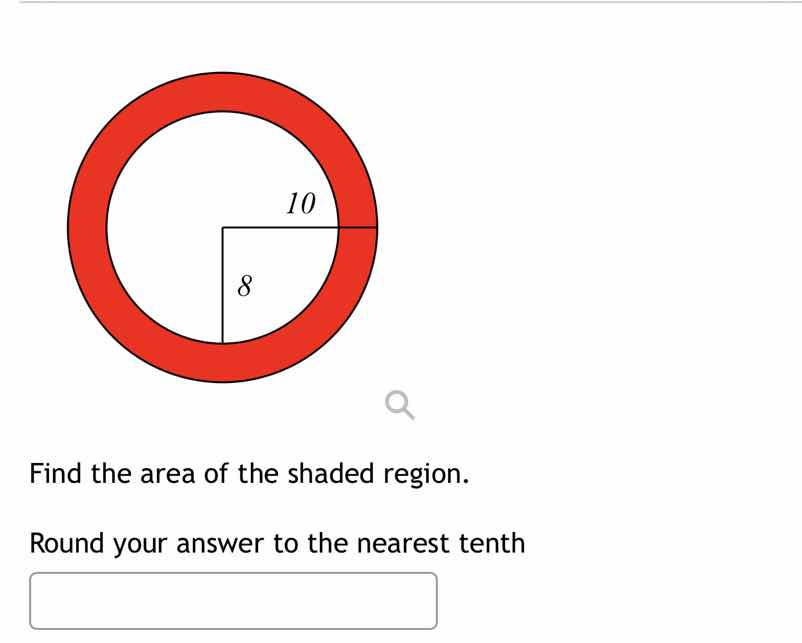 find the area of the shaded region. round your answer to the nearest te…