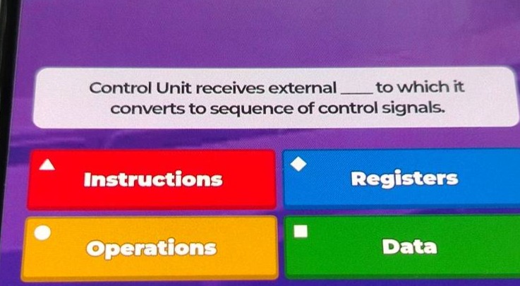 control unit receives external ____ to which it converts to sequence of…