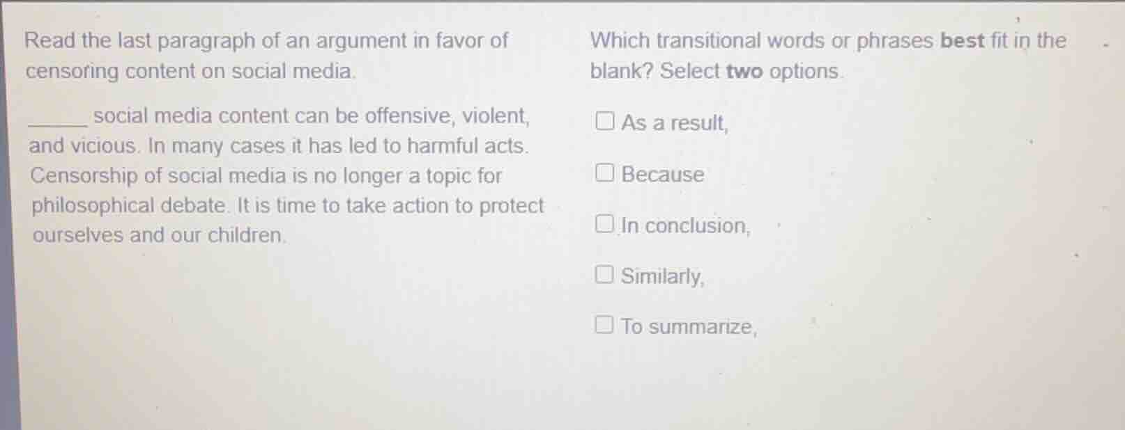 read the last paragraph of an argument in favor of censoring content on…