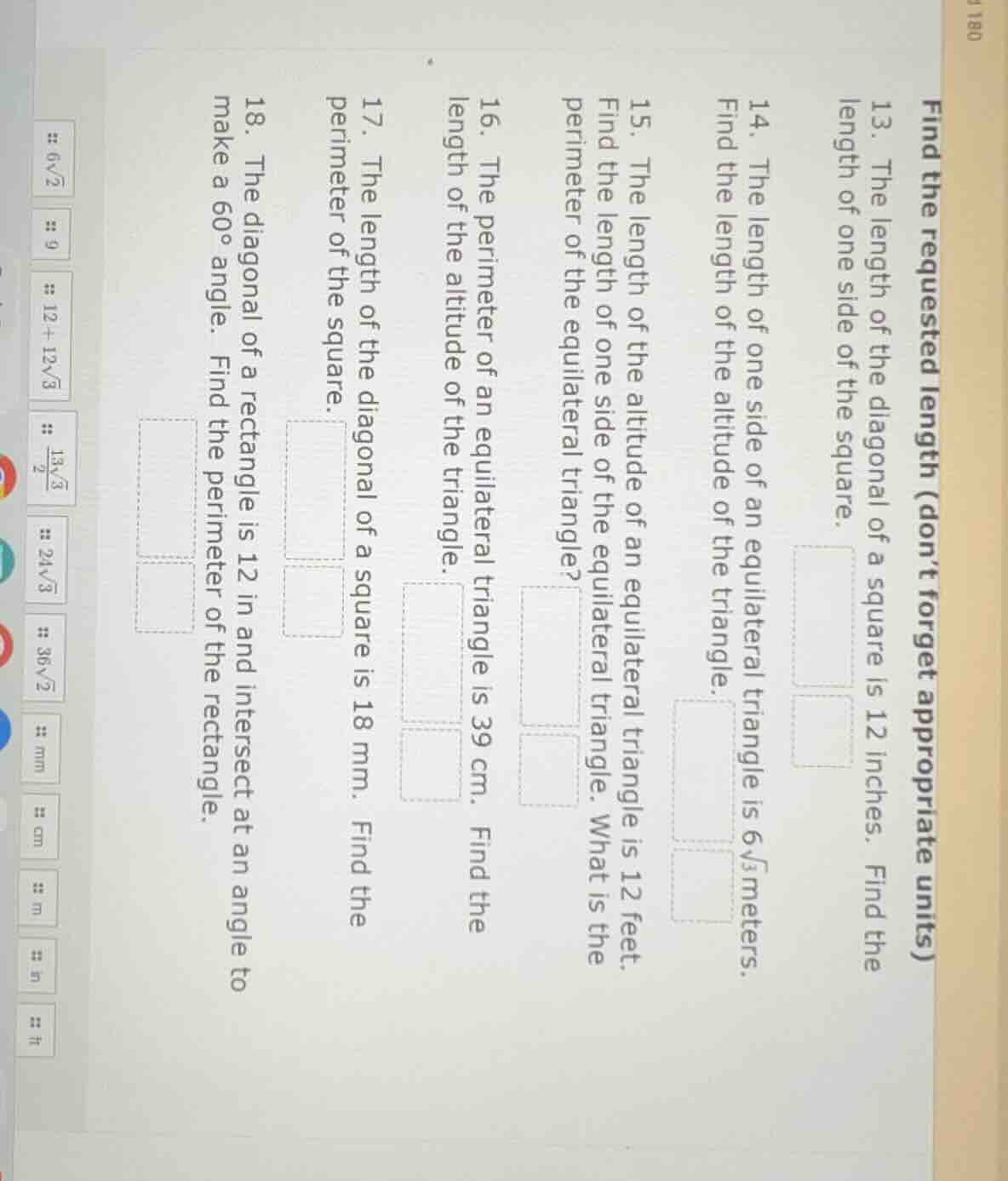 find the requested length (dont forget appropriate units) 13. the lengt…