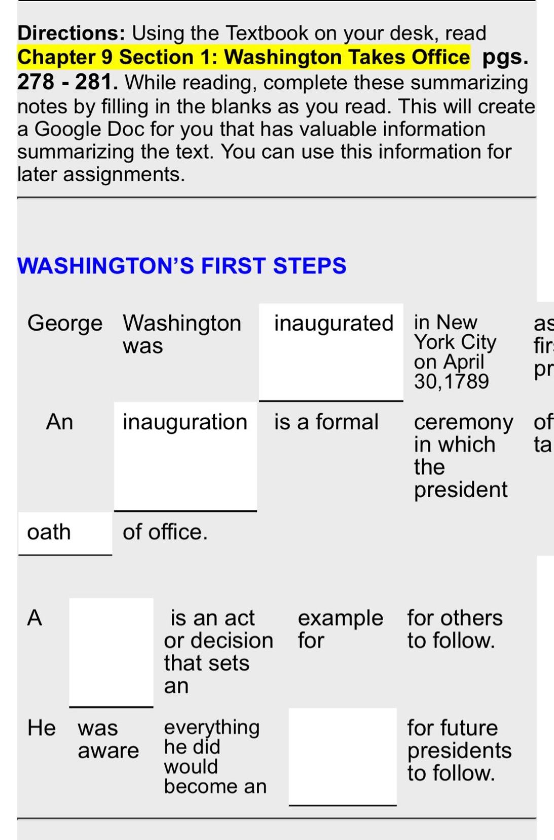 directions: using the textbook on your desk, read chapter 9 section 1: …