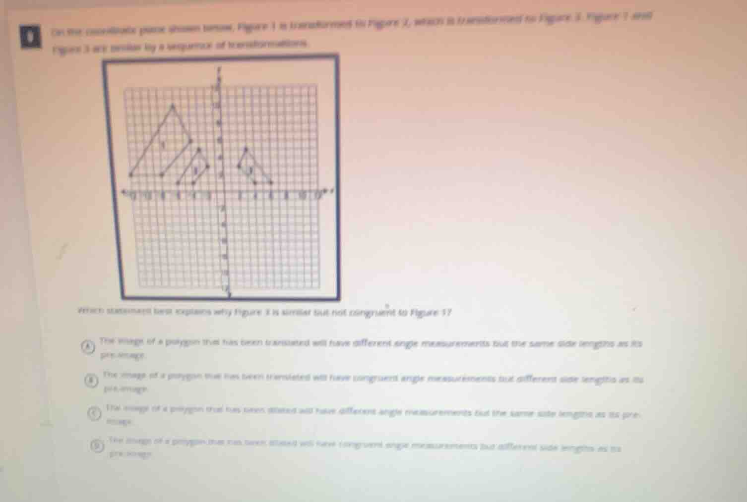 on the coordinate plane shown below, figure 1 is transformed to figure …