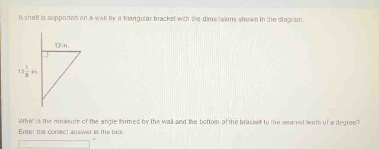 a shelf is supported on a wall by a triangular bracket with the dimensi…