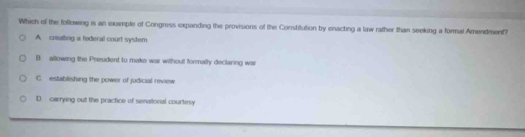 which of the following is an example of congress expanding the provisio…