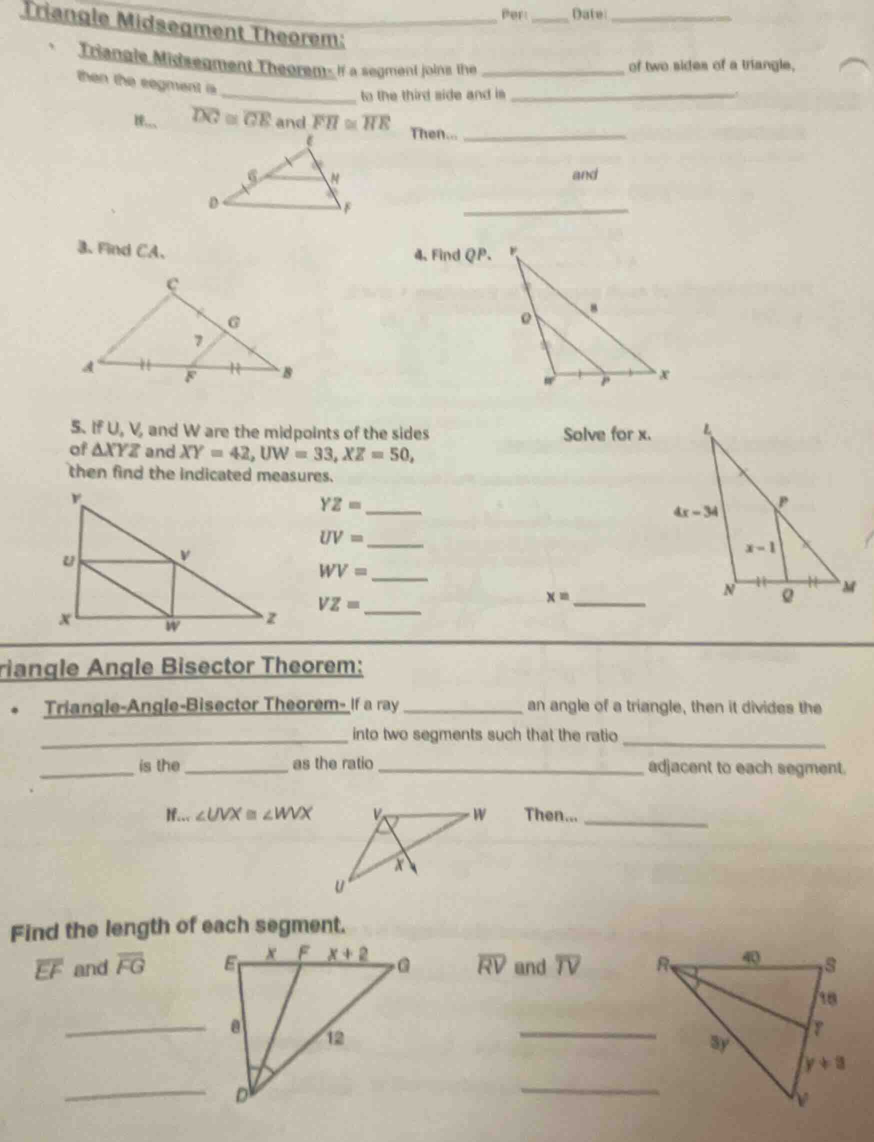 triangle midsegment theorem: - triangle midsegment theorem: if a segmen…