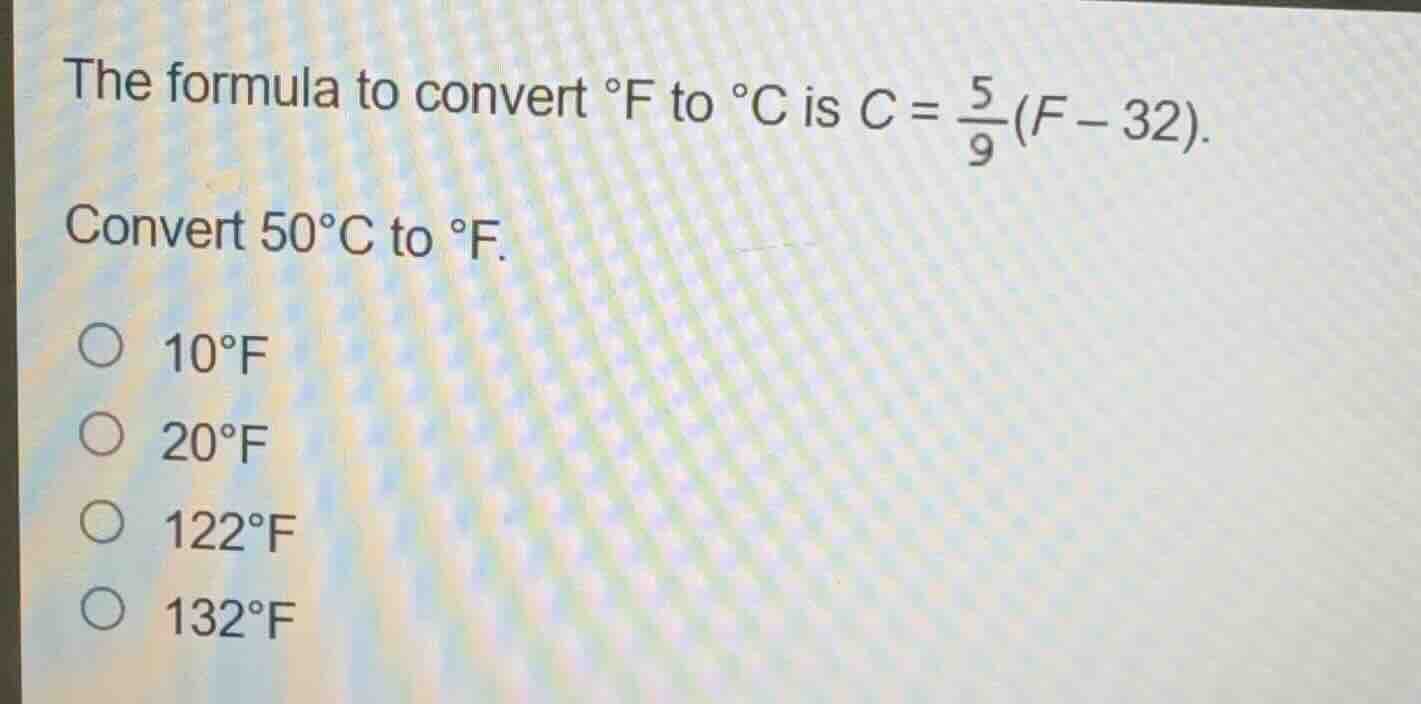 the formula to convert °f to °c is $c = \\frac{5}{9}(f - 32)$. convert …