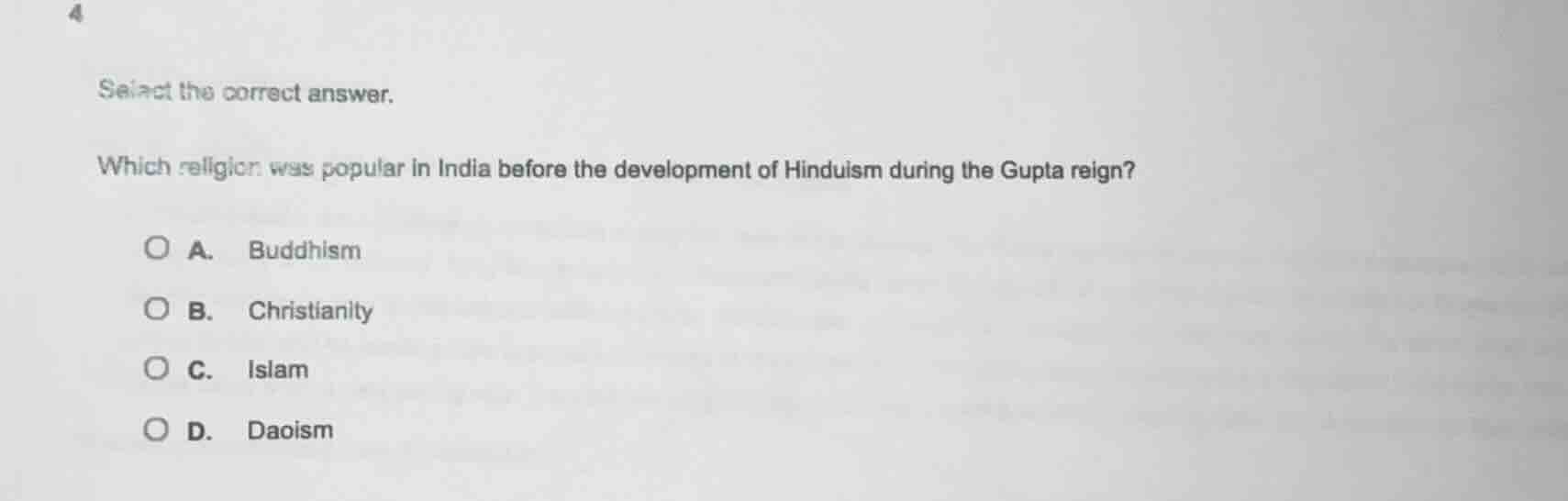 select the correct answer. which religion was popular in india before t…