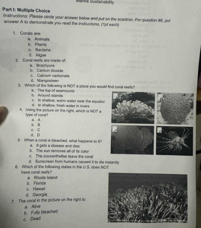 marine sustainability part i: multiple choice instructions: please circ…