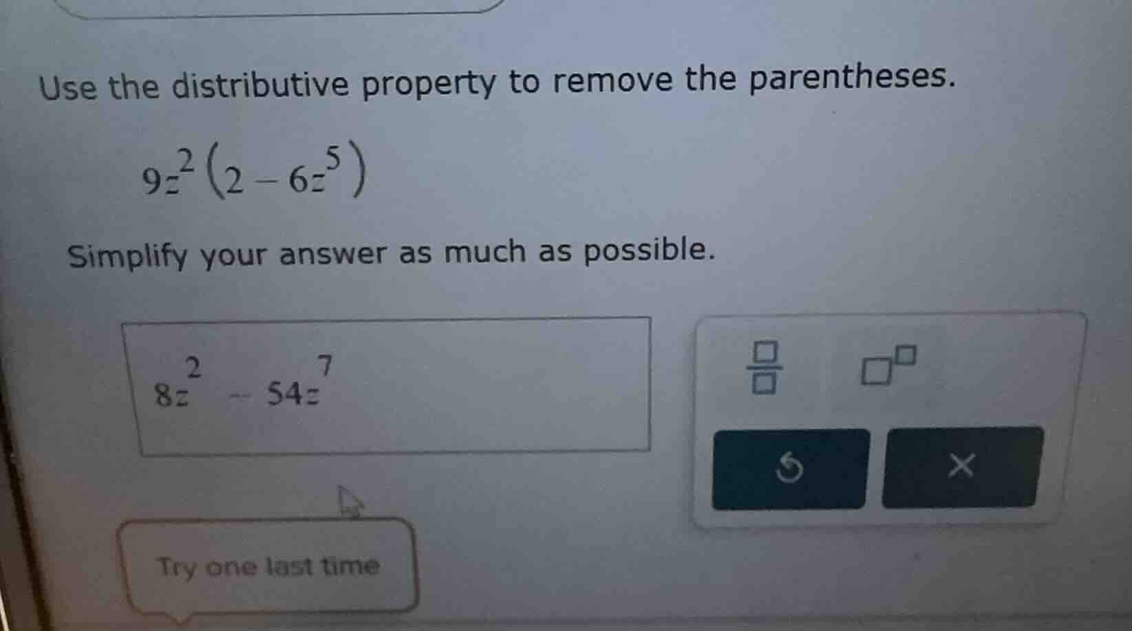 use the distributive property to remove the parentheses. $9z^{2}\\left(…