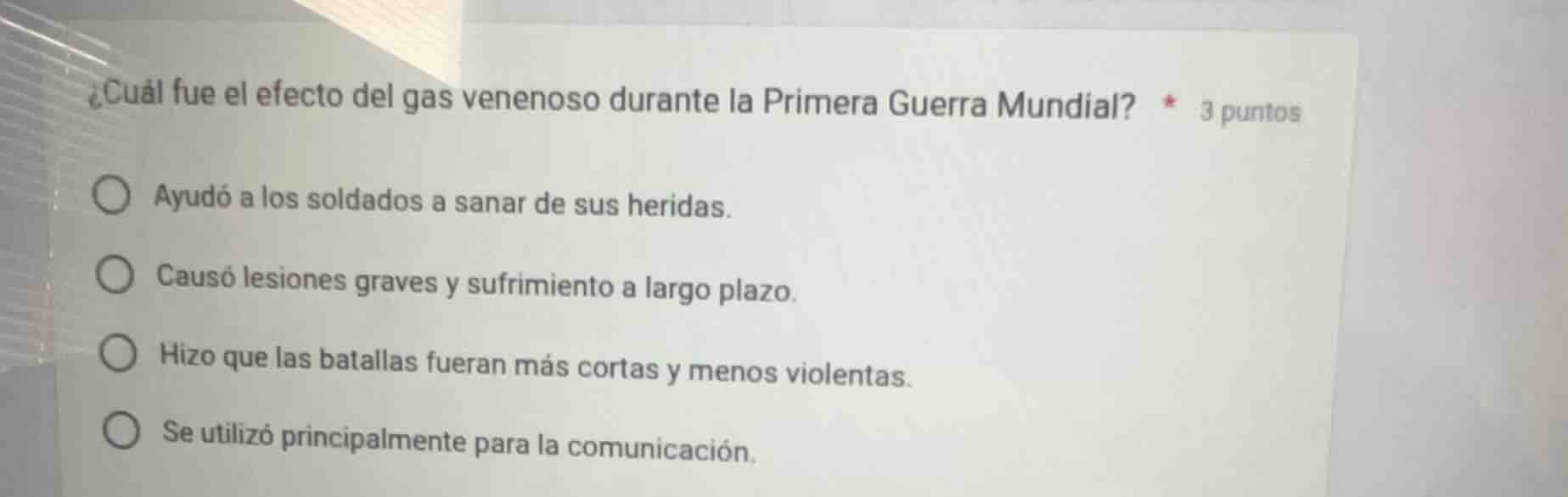 ¿cuál fue el efecto del gas venenoso durante la primera guerra mundial?…