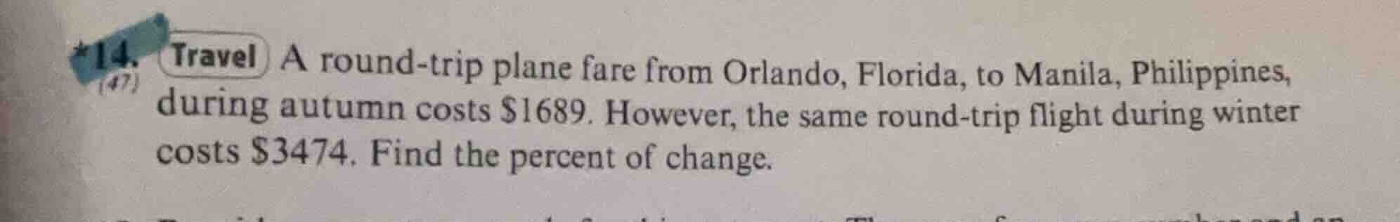 *14. (47) travel a round - trip plane fare from orlando, florida, to ma…