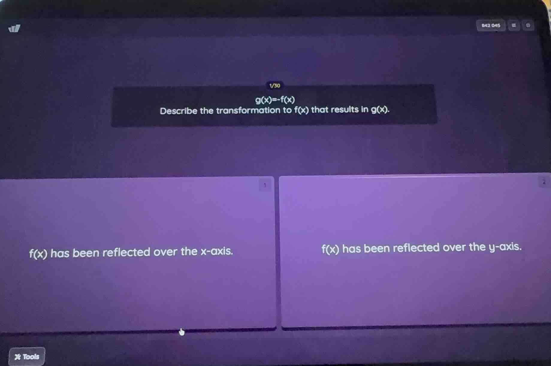 g(x)=-f(x) describe the transformation to f(x) that results in g(x). 1 …