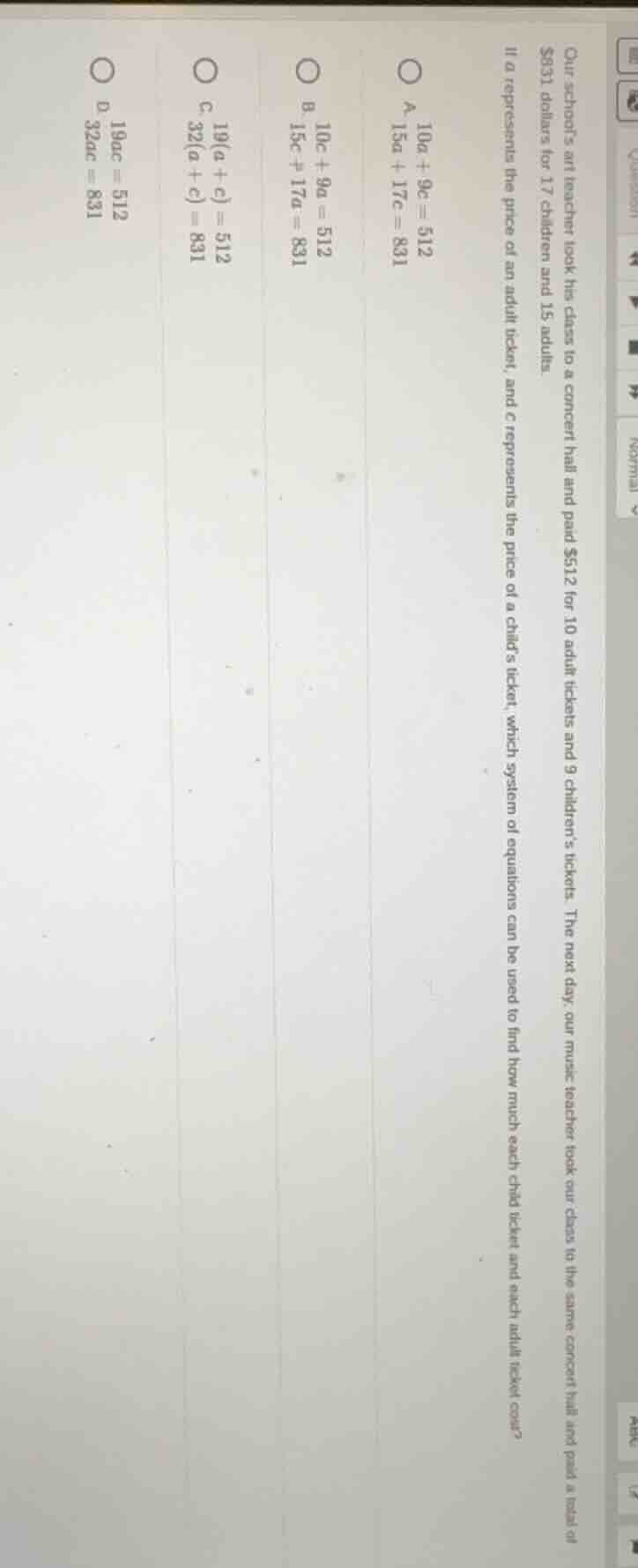 our schools art teacher took the class to a concert hall and paid $512 …