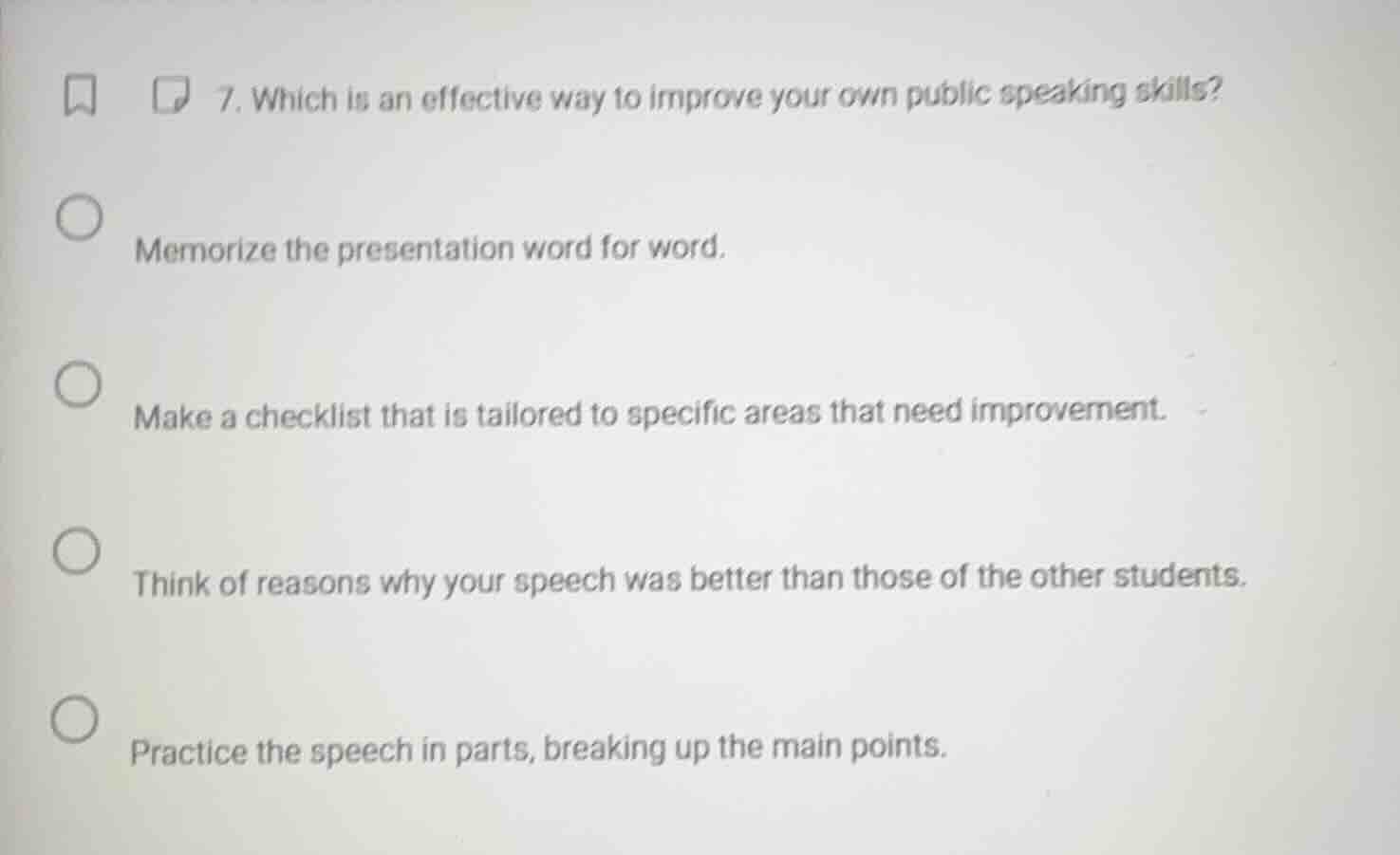 7. which is an effective way to improve your own public speaking skills…