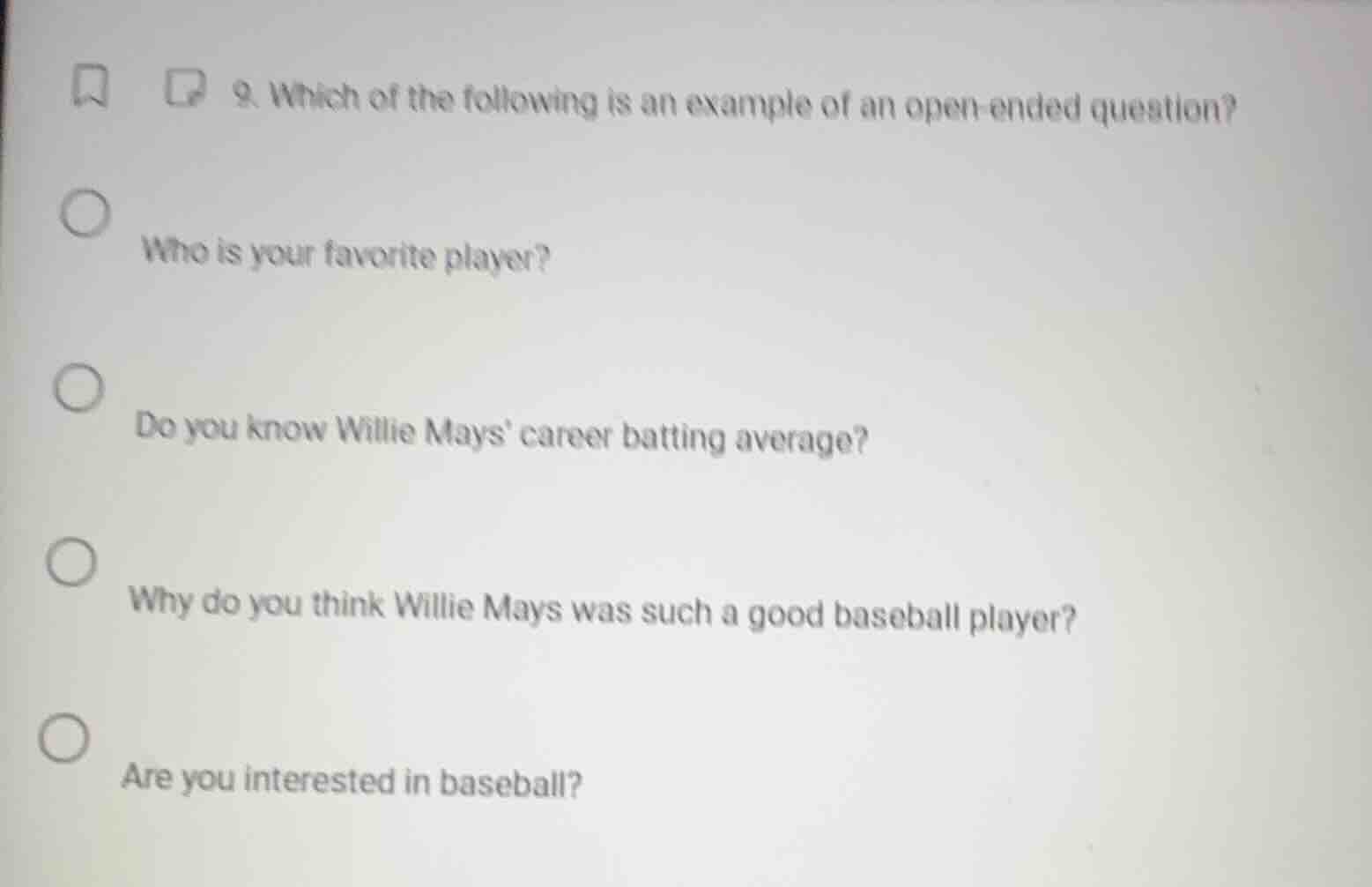 9. which of the following is an example of an open - ended question? wh…