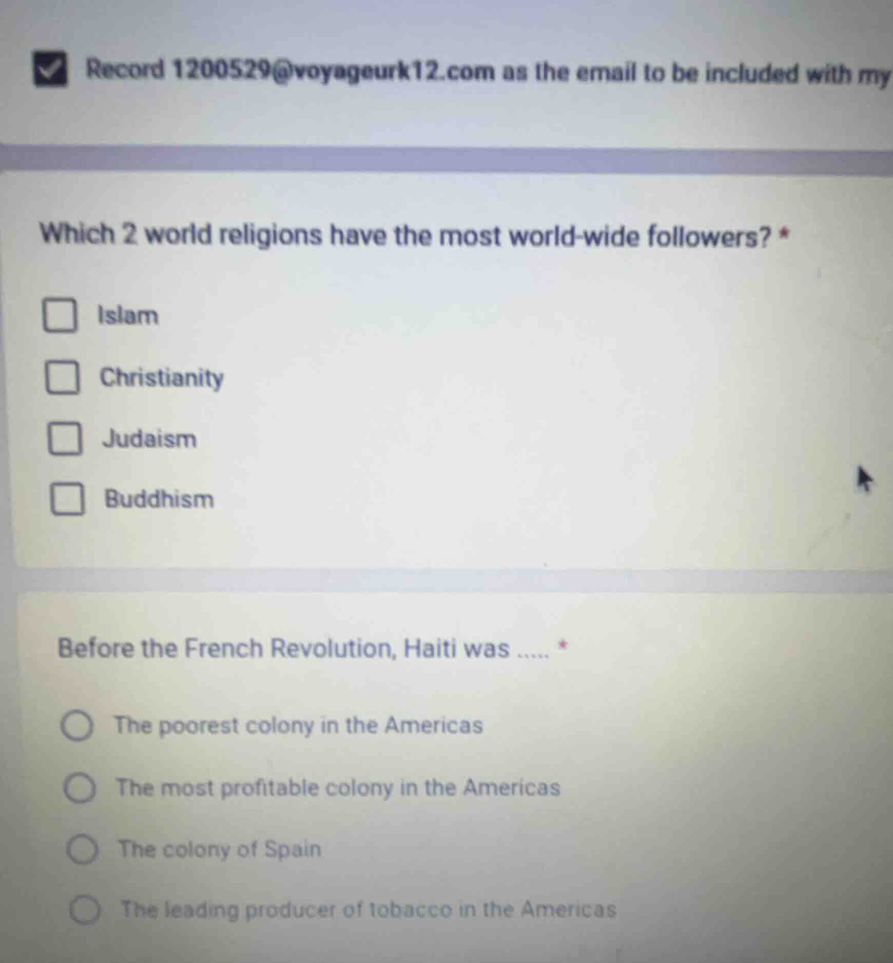 which 2 world religions have the most world - wide followers? islam chr…