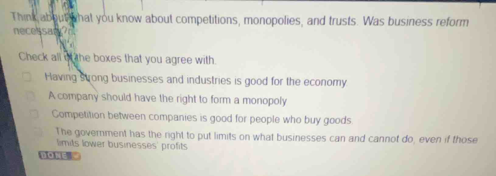 think about what you know about competitions, monopolies, and trusts. w…