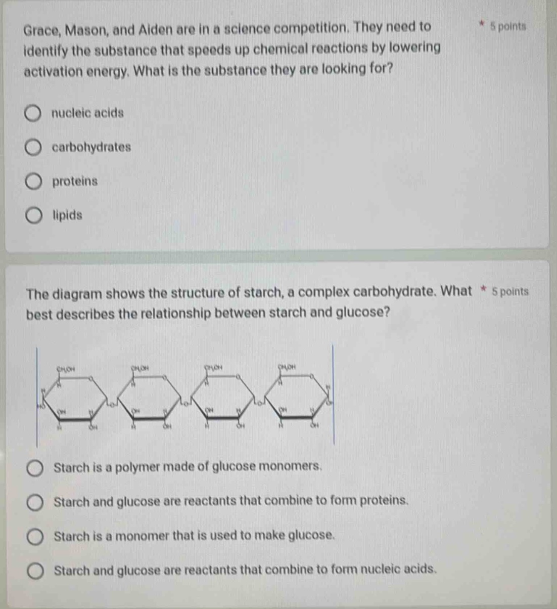 grace, mason, and aiden are in a science competition. they need to iden…