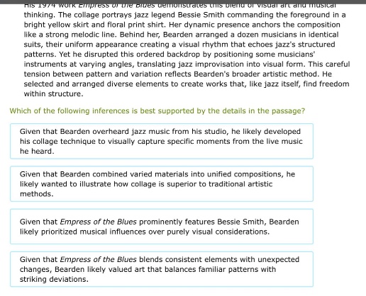 his 1974 work empress of the blues demonstrates this blend of visual an…