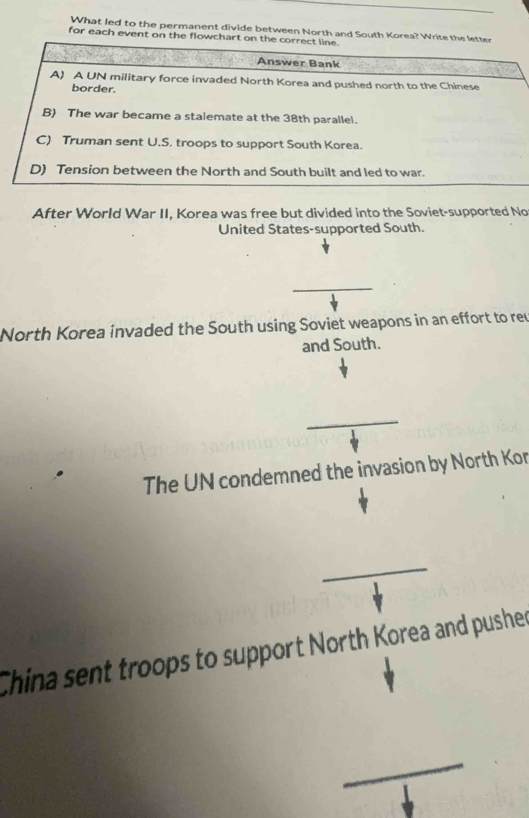 what led to the permanent divide between north and south korea? write t…