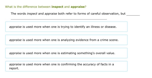 what is the difference between inspect and appraise? the words inspect …
