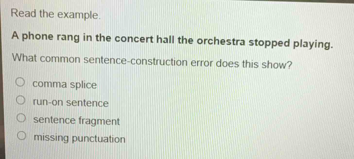read the example. a phone rang in the concert hall the orchestra stoppe…