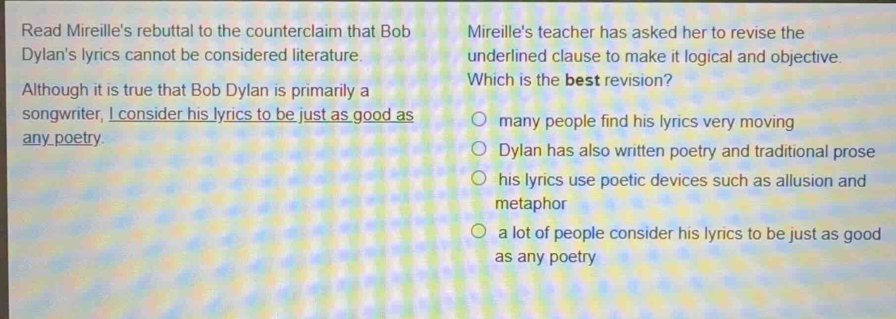 read mireilles rebuttal to the counterclaim that bob dylans lyrics cann…