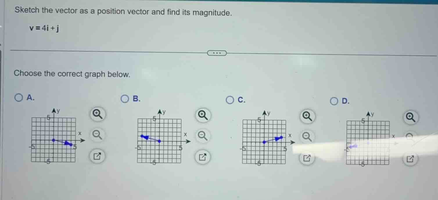 sketch the vector as a position vector and find its magnitude. ( mathbf…