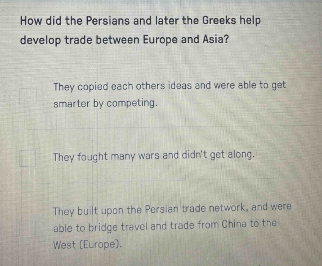 how did the persians and later the greeks help develop trade between eu…