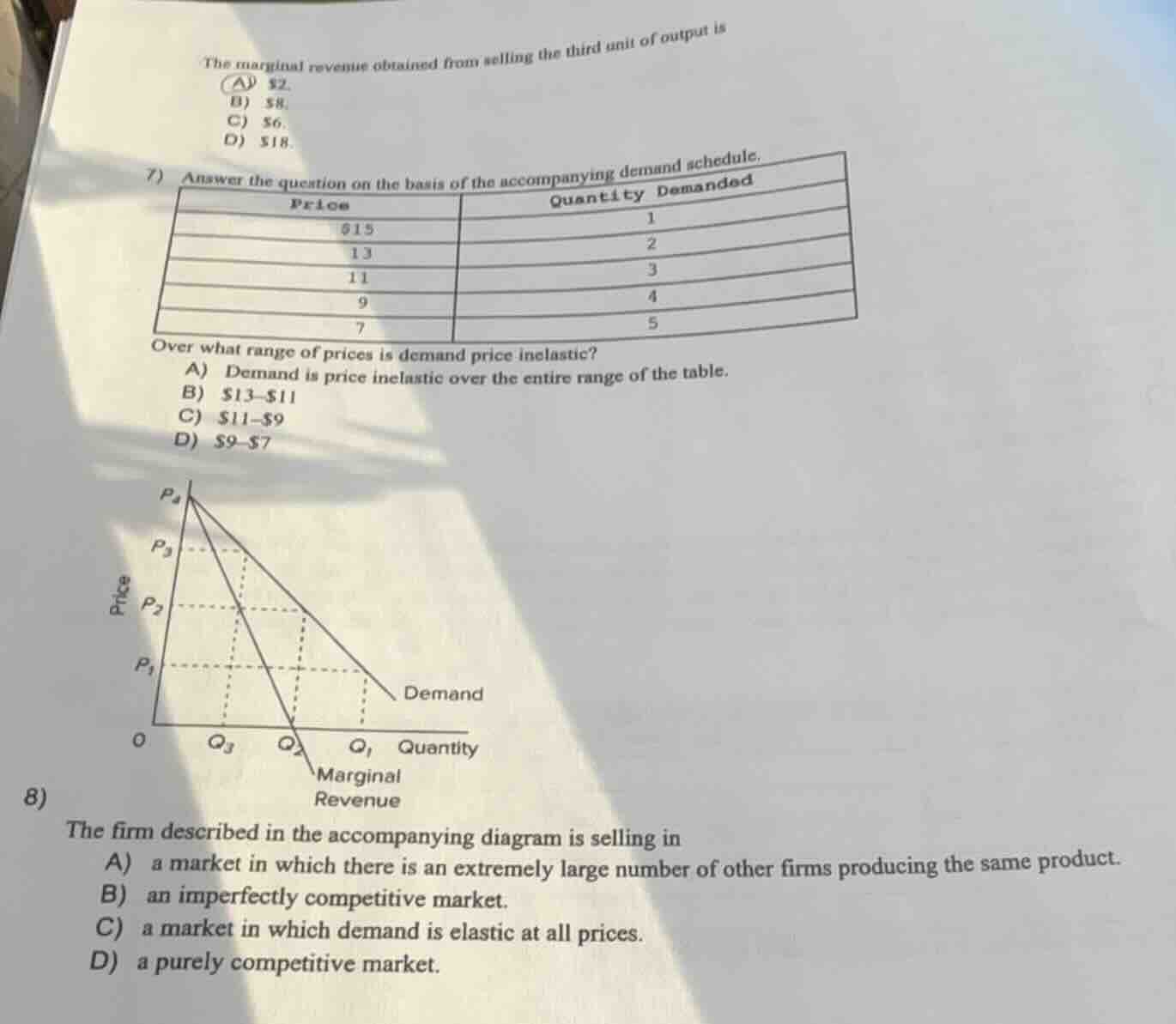 the marginal revenue obtained from selling the third unit of output is …
