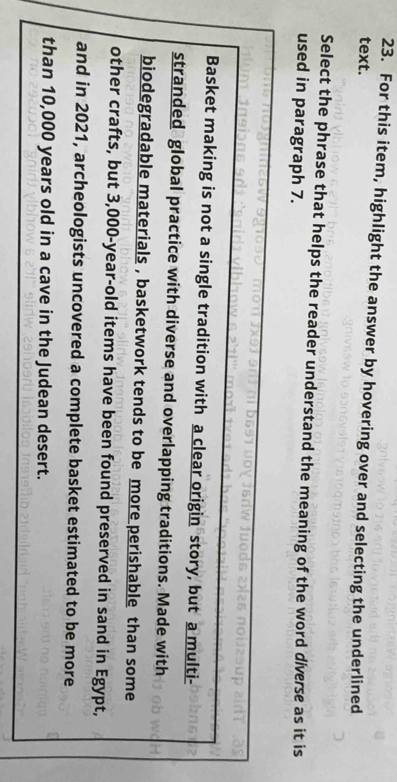 23. for this item, highlight the answer by hovering over and selecting …