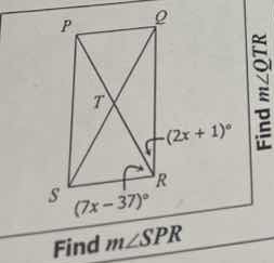 find ( mangle spr ) in the diagram, quadrilateral ( pqrs ) has diagonal…
