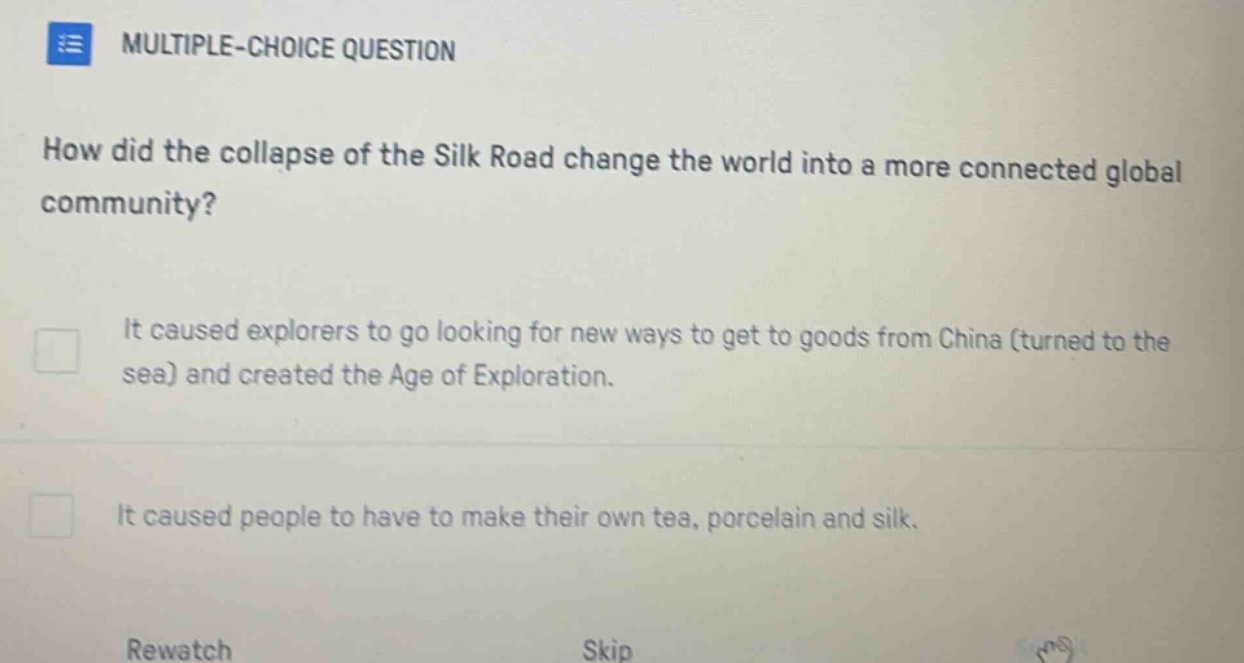 multiple-choice question how did the collapse of the silk road change t…