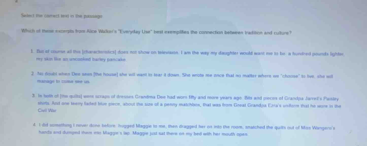 select the correct text in the passage which of these excerpts from ali…