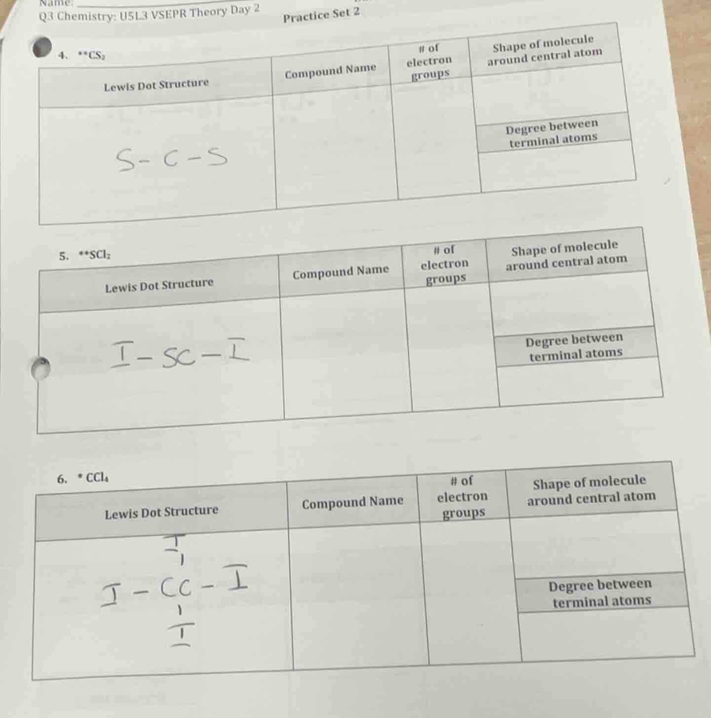 name: q3 chemistry: u5l3 vsepr theory day 2 practice set 2 4. **cs₂ lew…