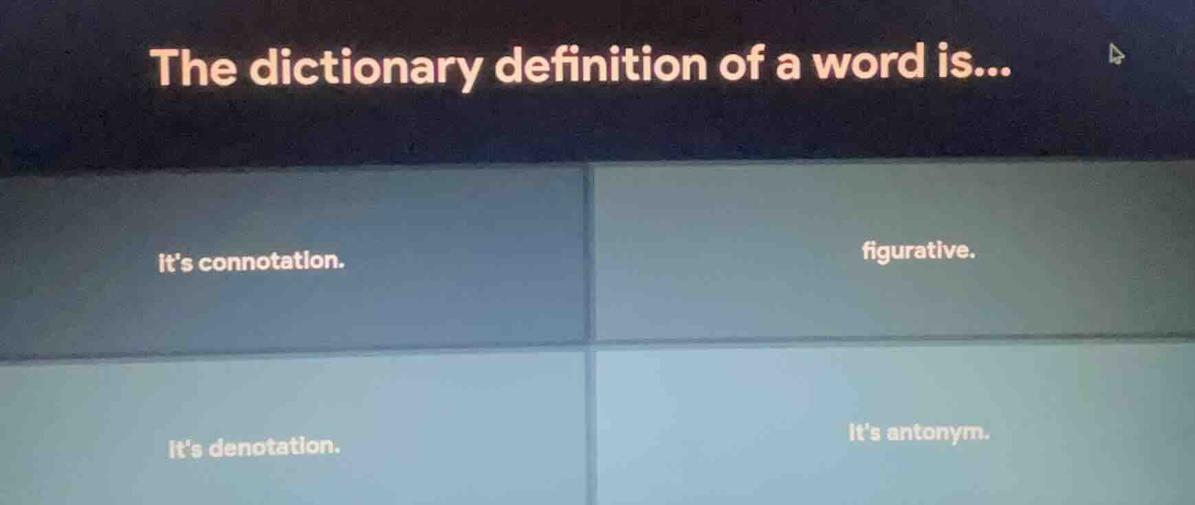 the dictionary definition of a word is... its connotation. figurative. …
