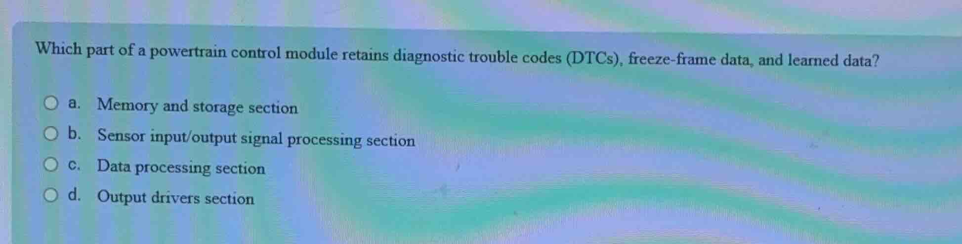which part of a powertrain control module retains diagnostic trouble co…
