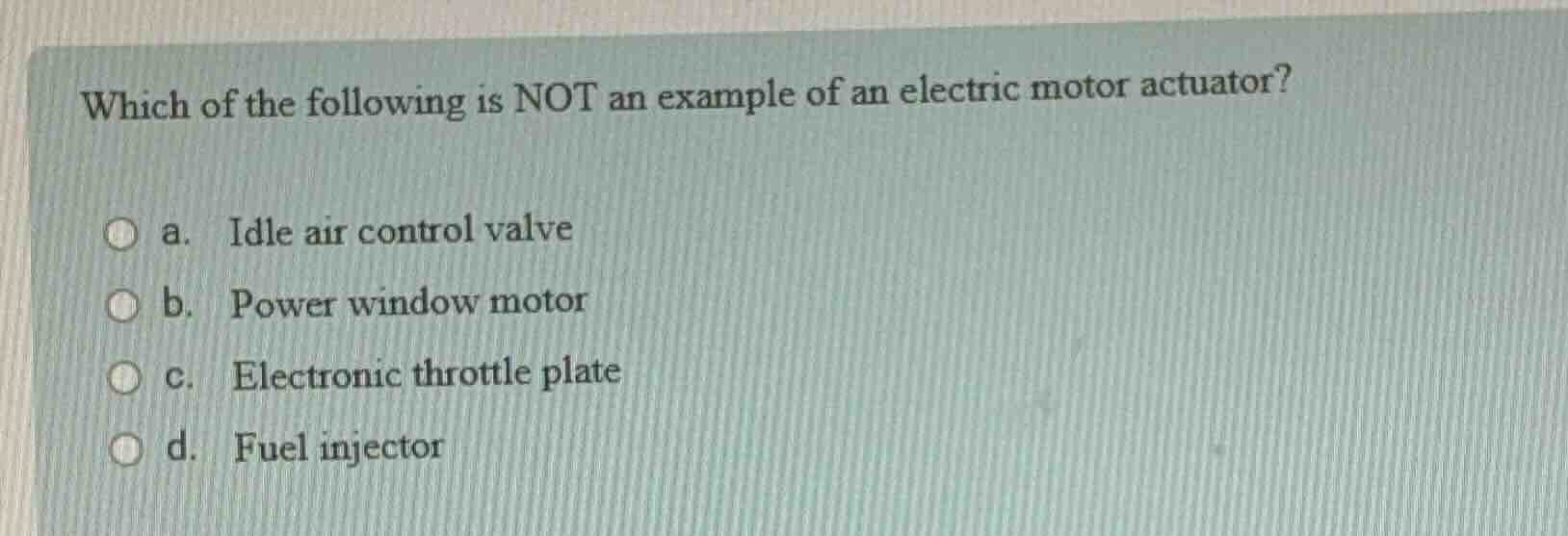 which of the following is not an example of an electric motor actuator?…