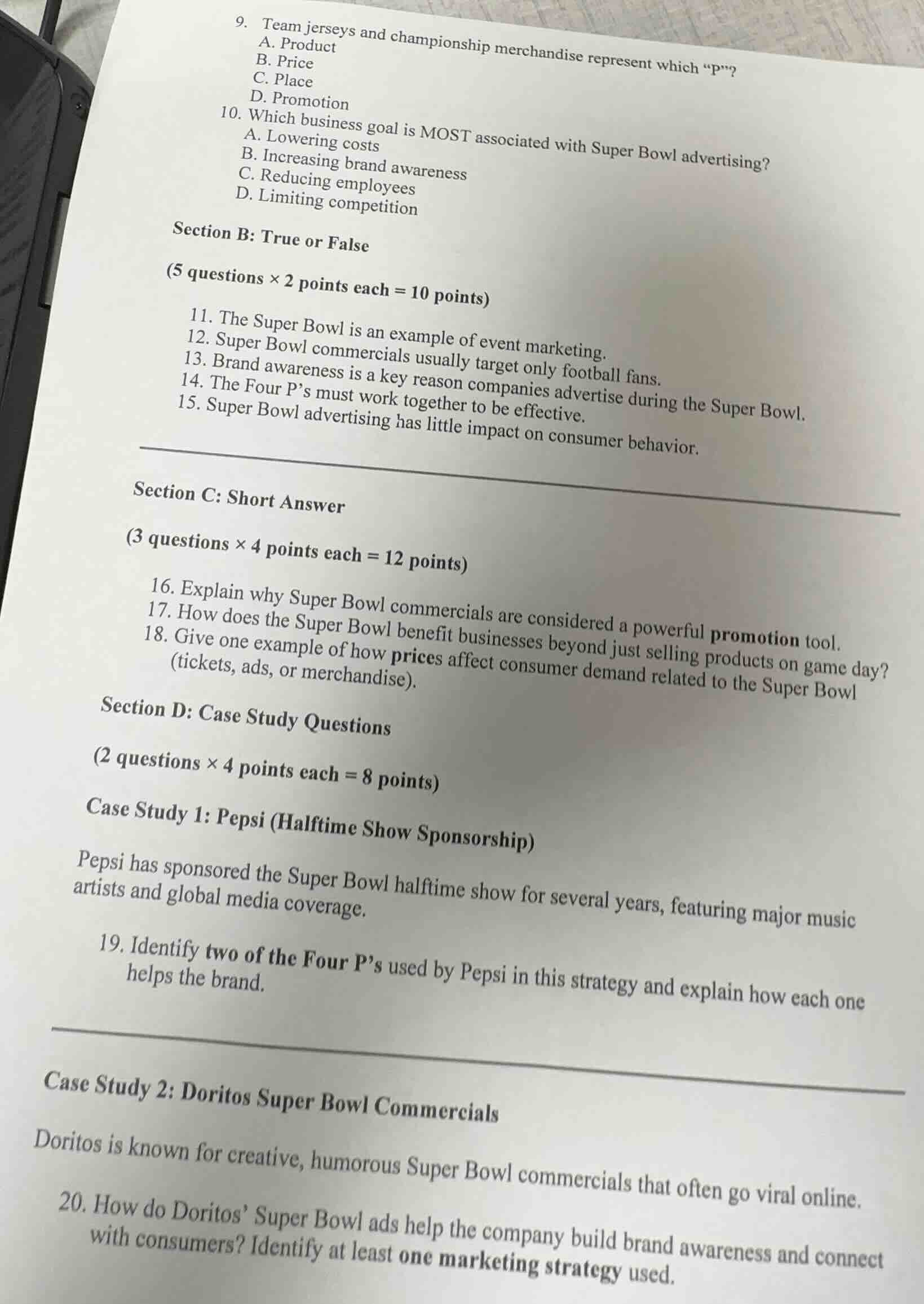 9. team jerseys and championship merchandise represent which \p\? a. pr…