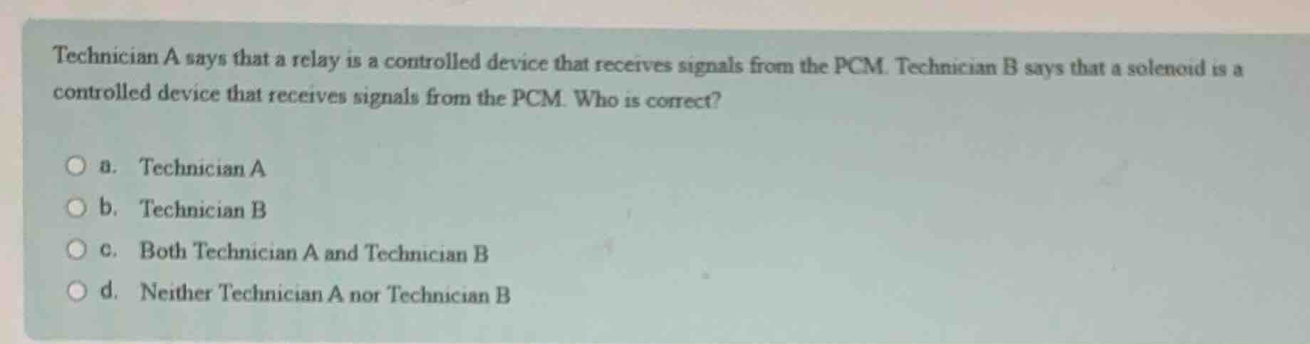 technician a says that a relay is a controlled device that receives sig…