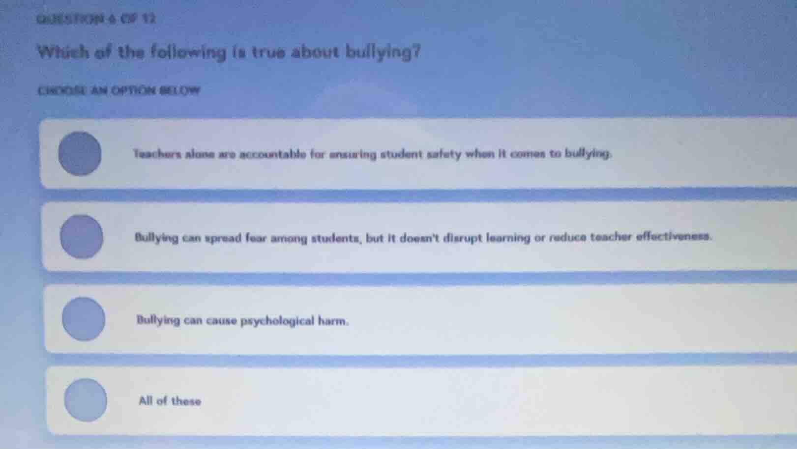 question 4 of 12 which of the following is true about bullying? choose …