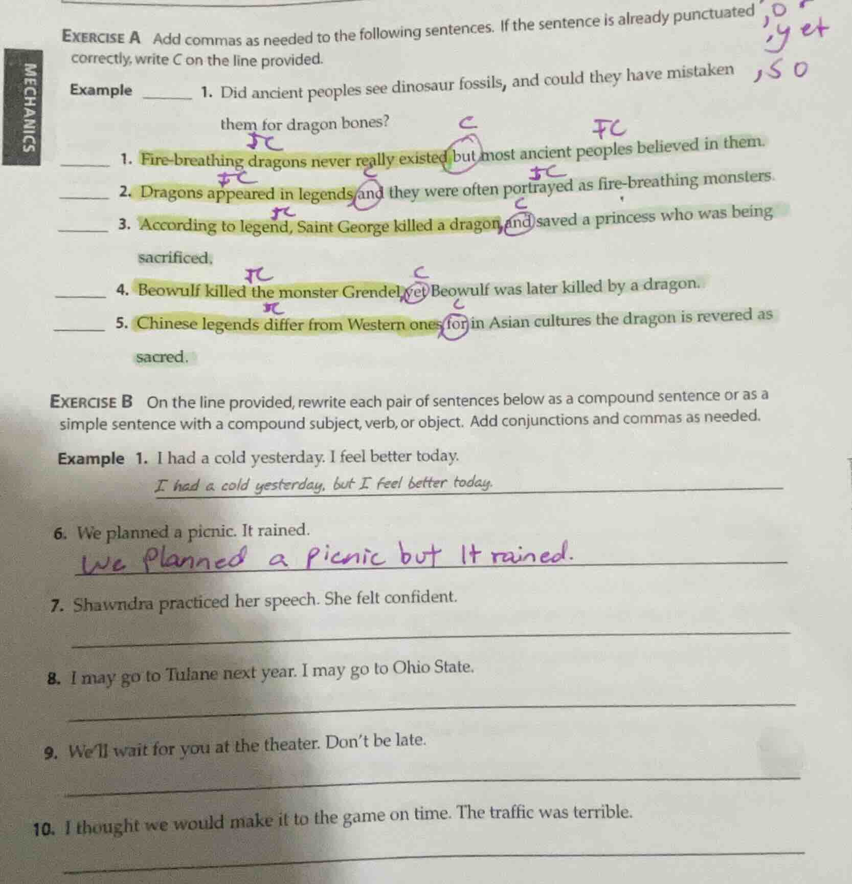 exercise a add commas as needed to the following sentences. if the sent…