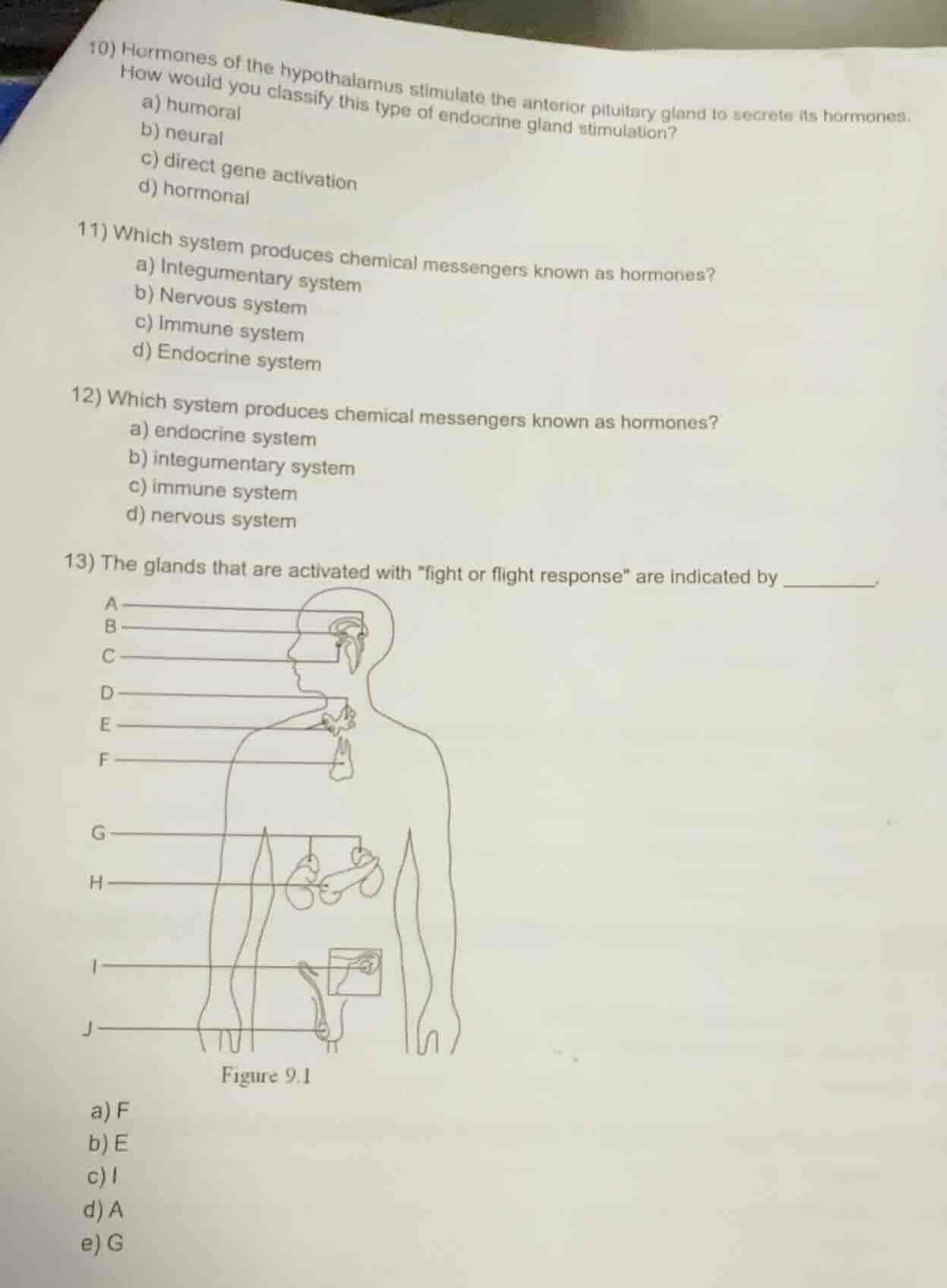 10) hormones of the hypothalamus stimulate the anterior pituitary gland…