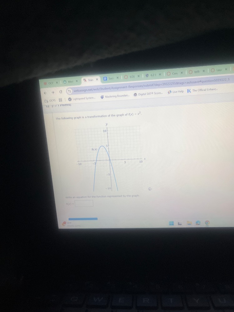 12. -/1 points the following graph is a transformation of the graph of …