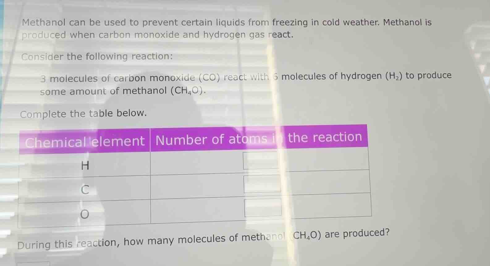 methanol can be used to prevent certain liquids from freezing in cold w…